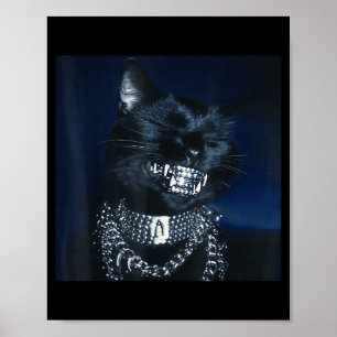 Cat Grillz Funny Kitten Meme Cat Smiling Brain Rot Poster