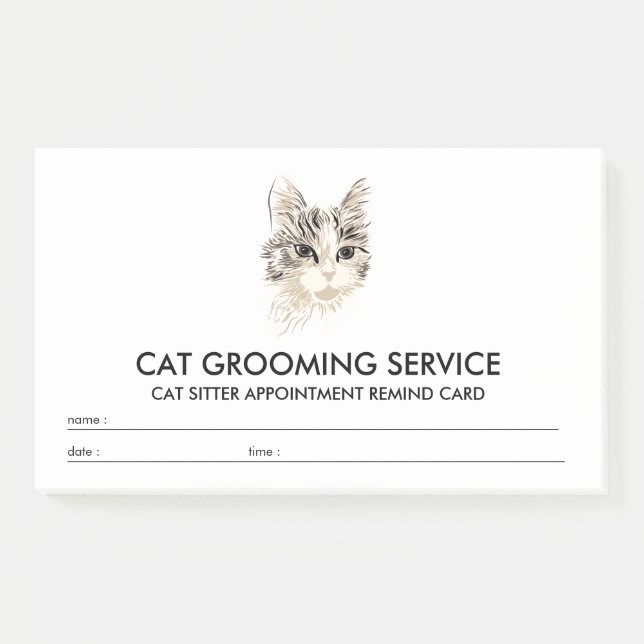 Cat Groomer Pet Sitter Kitten Logo Post-it Notes (Front)