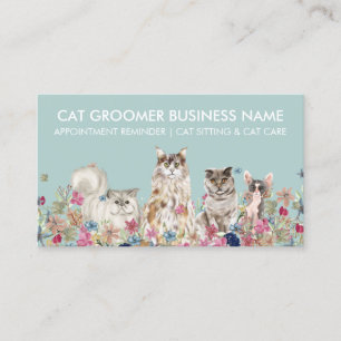 Cat Grooming Sitter Walker Appointment Greenery Business Card