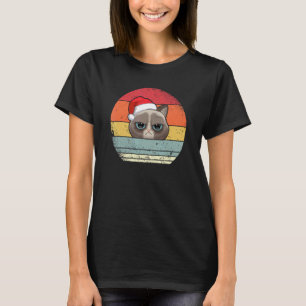 Cat Grumpy Meowy Cat Christmas Retro Cat Dad Cat M T-Shirt
