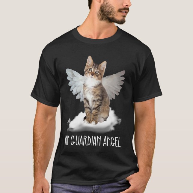 cat guardian angel wing cloud present T-Shirt (Front)