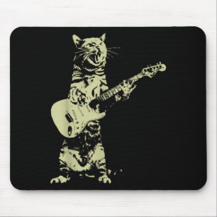 Cat Guitar Funny Cat Playing Guitar Rock and Roll Mouse Mat