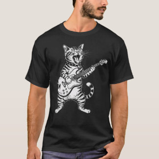 Cat Guitar Funny Plays Music T-Shirt