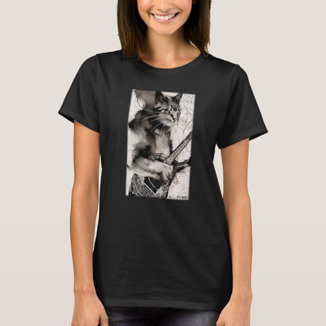 Cat Guitar Pet Musician Cat Friend Cat Love Natura T-Shirt (Front)
