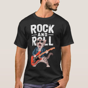 Cat Guitarist Bass Guitar Player Cat Rock N Roll M T-Shirt