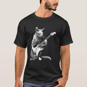 Cat Guitarist Guitar - Oriental Shorthair Dad Mum T-Shirt