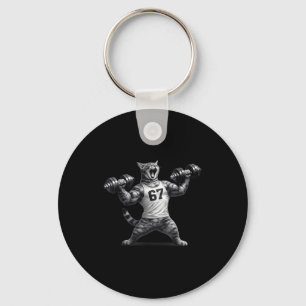 Cat gym workout funny 67 six seven meme pump kitte key ring