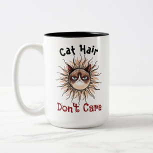 Cat Hair Don’t Care Funny Cat Lover Quote Two-Tone Coffee Mug