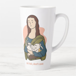 Cat hair don't care cute Mona Lisa Coffee Mug