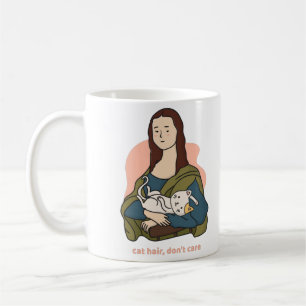 Cat hair don't care cute Mona Lisa Coffee Mug