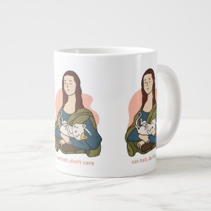 Cat hair don't care cute Mona Lisa Coffee Mug