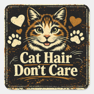 Cat Hair Don't Care – Feline Owner Humor Square Sticker