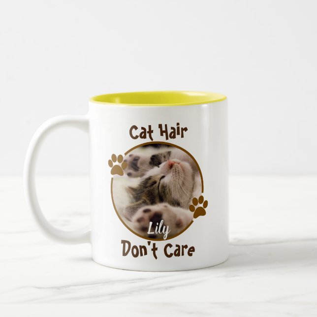 Cat Hair Don't Care Personalised Mug (Left)