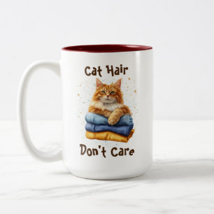 Cat Hair, Don't Care Two-Tone Coffee Mug