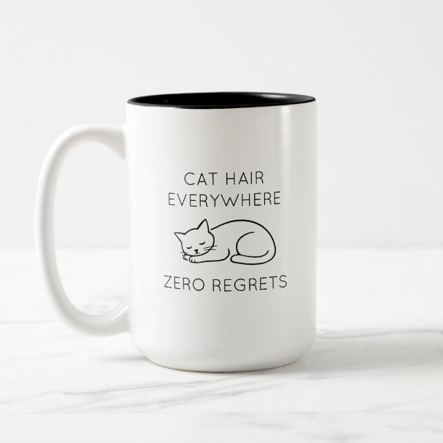 Cat hair zero regrets Two-Tone coffee mug (Left)