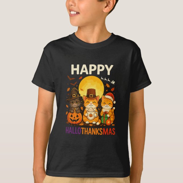 Cat Hallothanksmas  T-Shirt (Front)