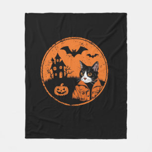 Cat Halloween Art 2024 Kitten Cats Men Women Kids  Fleece Blanket