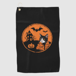 Cat Halloween Art 2024 Kitten Cats Men Women Kids Golf Towel