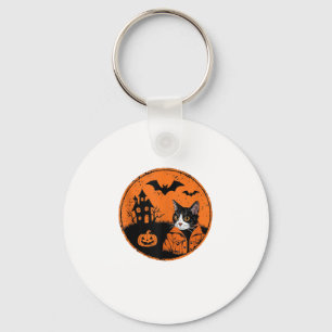 Cat Halloween Art 2024 Kitten Cats Men Women Kids Key Ring