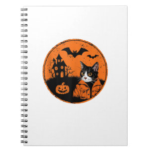 Cat Halloween Art 2024 Kitten Cats Men Women Kids Notebook