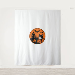 Cat Halloween Art 2024 Kitten Cats Men Women Kids  Tapestry