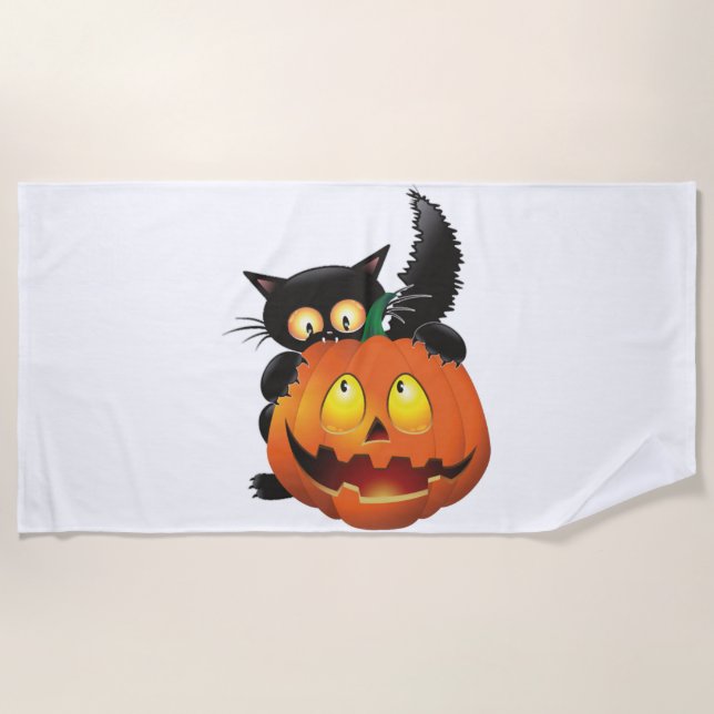 CAT HALLOWEEN    BEACH TOWEL (Front)