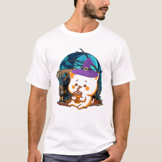 cat halloween boba tea bubble T-Shirt