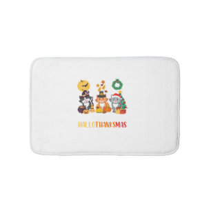 Cat Halloween Christmas Happy Hallothanksmas Thank Bath Mat