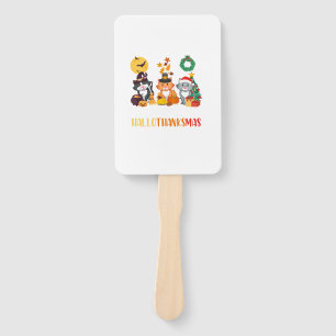 Cat Halloween Christmas Happy Hallothanksmas Thank Hand Fan