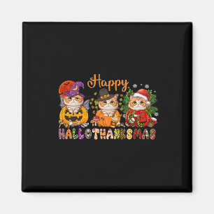 Cat Halloween Christmas Happy Hallothanksmas Thank Magnet