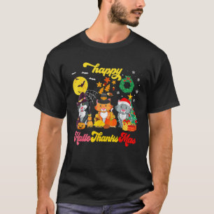 Cat Halloween Christmas Happy Hallothanksmas Thank T-Shirt