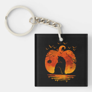CAT HALLOWEEN COSTUME PUMPKIN CATS LOVER FALL SEAS KEY RING
