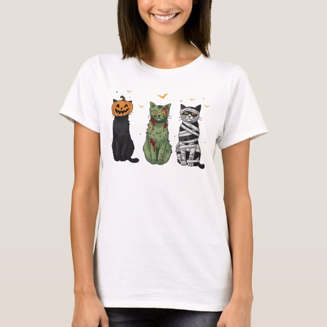 Cat Halloween Costume Spooky Season Cat Lover T-Shirt (Front)