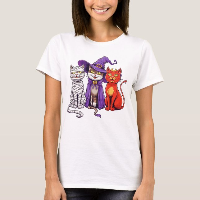 Cat Halloween Costume Spooky Season Cat Lover T-Shirt (Front)