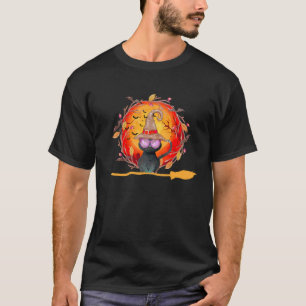 Cat Halloween Costume Witch Broom Kids Fun Scary B T-Shirt
