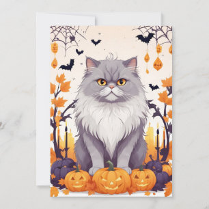 Cat Halloween Cute Adorable Funny Animal Cartoon Invitation