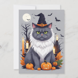 Cat Halloween Cute Adorable Funny Animal Cartoon  Save The Date