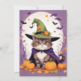 Cat Halloween Cute Adorable Funny Animal Cartoon  Save The Date