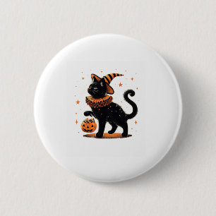 Cat Halloween Funny Spooky Season Cat Witch Pumpki 6 Cm Round Badge