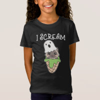 Cat Halloween Ghost I Scream Ice Cream Pun
