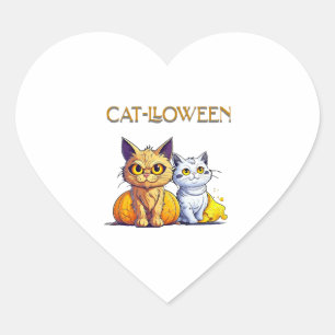 Cat halloween heart sticker