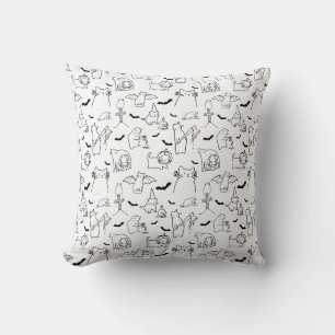 Cat Halloween Illustration Pattern Throw Pillow