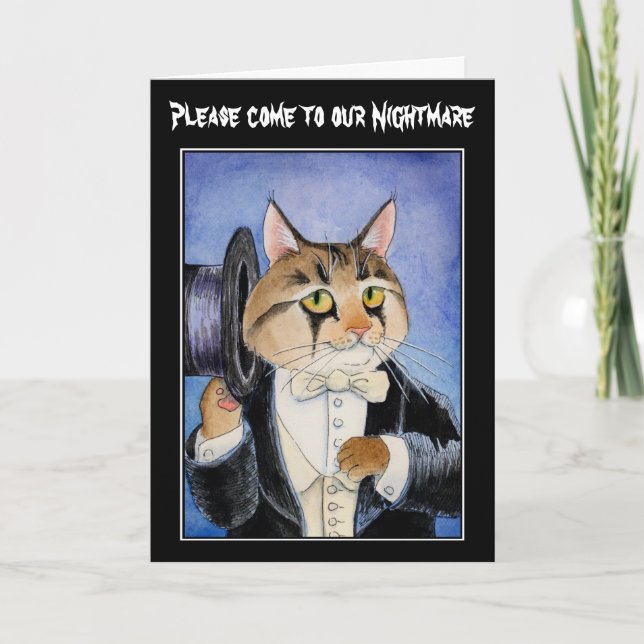Cat Halloween invitation or greeting card (Front)