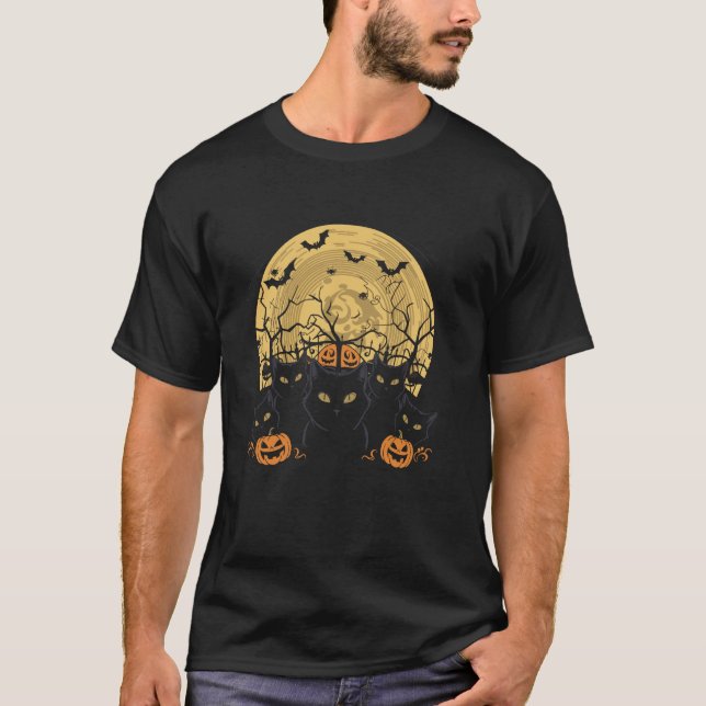 Cat Halloween Moon T-Shirt (Front)