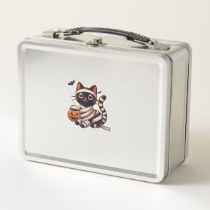 Cat Halloween Mummy Cute Cat Kids Metal Lunch Box