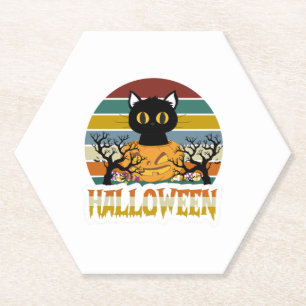 Cat Halloween Paper Coaster
