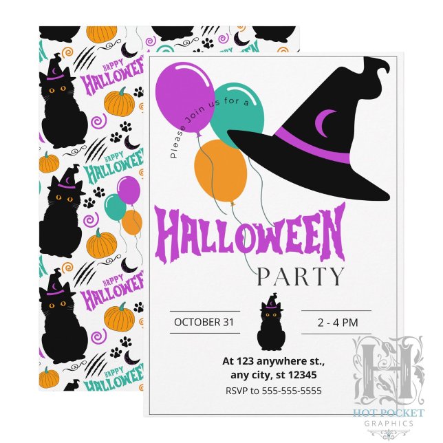 Cat Halloween Party Invitation (Creator Uploaded)