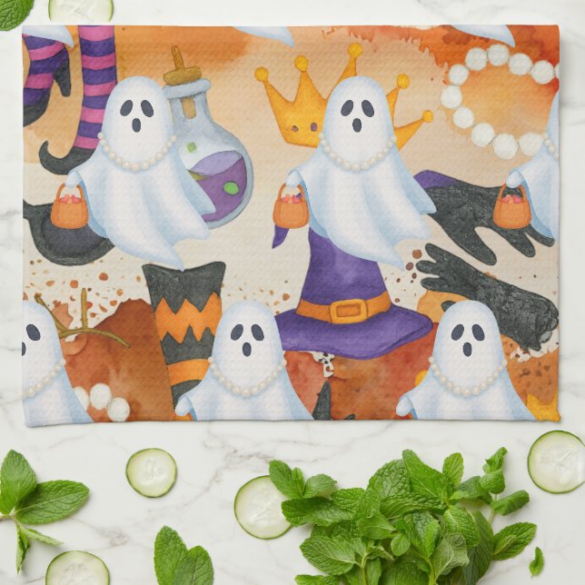 Cat Halloween Party  Tea Towel (Folded)