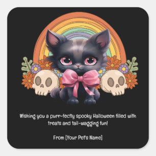 Cat Halloween Pet in spooky costumes Square Sticker