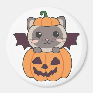 Cat Halloween Pumpkin Bat Costume Magnet
